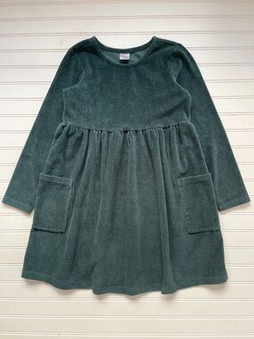HANNA ANDERSSON VGUC Forest Green Corduroy Pocket Long Sleeve Dress